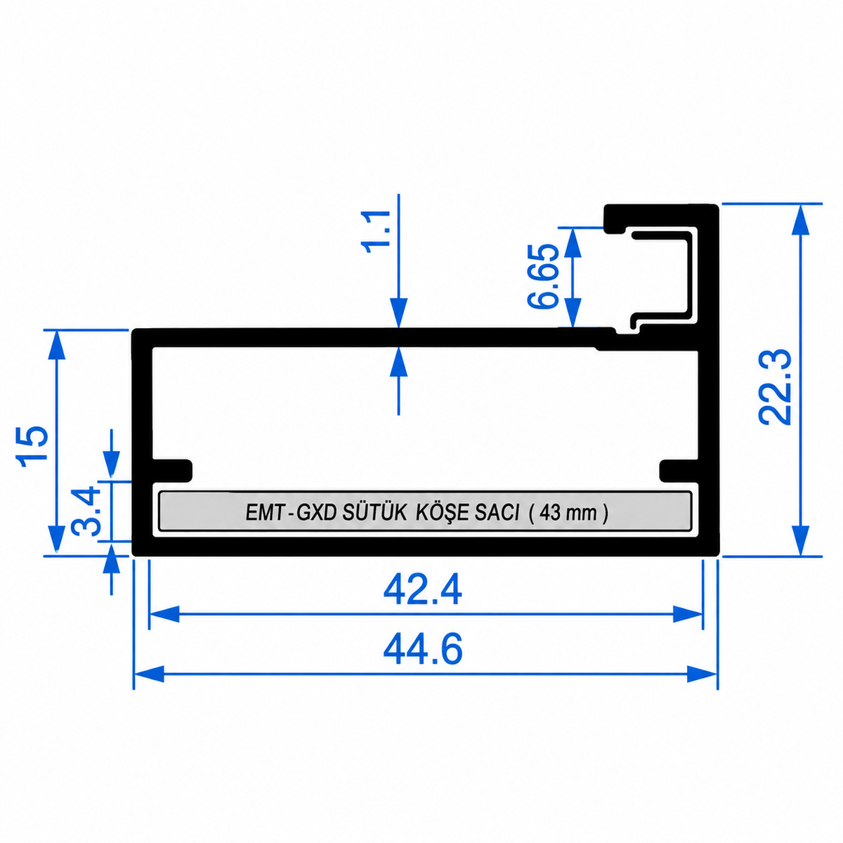 Profilé Vitre Aluminium Noir – Verre 5 mm