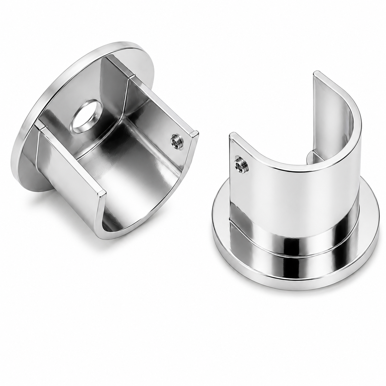 supports tube latéraux en aluminium poli DN25 finition ARGENT brillant. SQES TUNISIE
