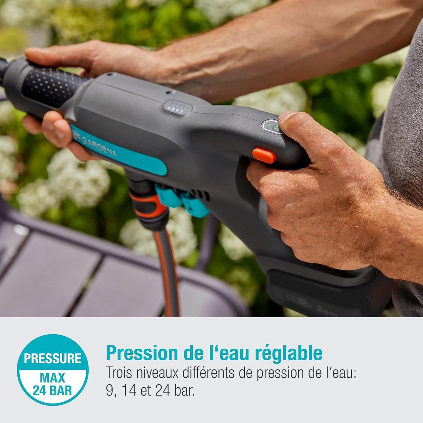 Nettoyeur Moyenne Pression AquaClean 24/18V P4A Avec Batterie GARDENA — Réf. 14800-20