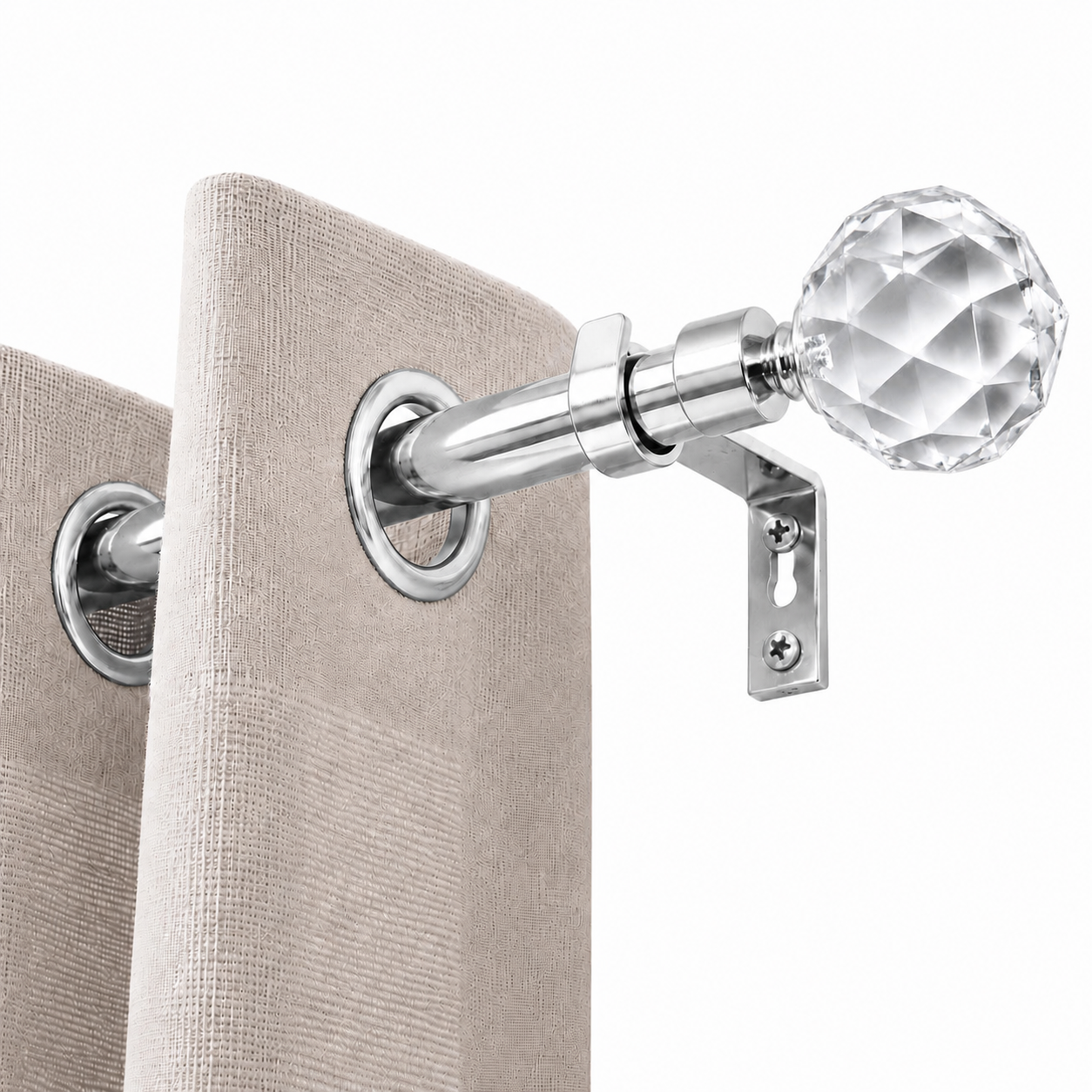 Embout décoratif CRISTAL PERLA aluminium diametre 25mm pour tringles à rideaux SQES TUNISIE