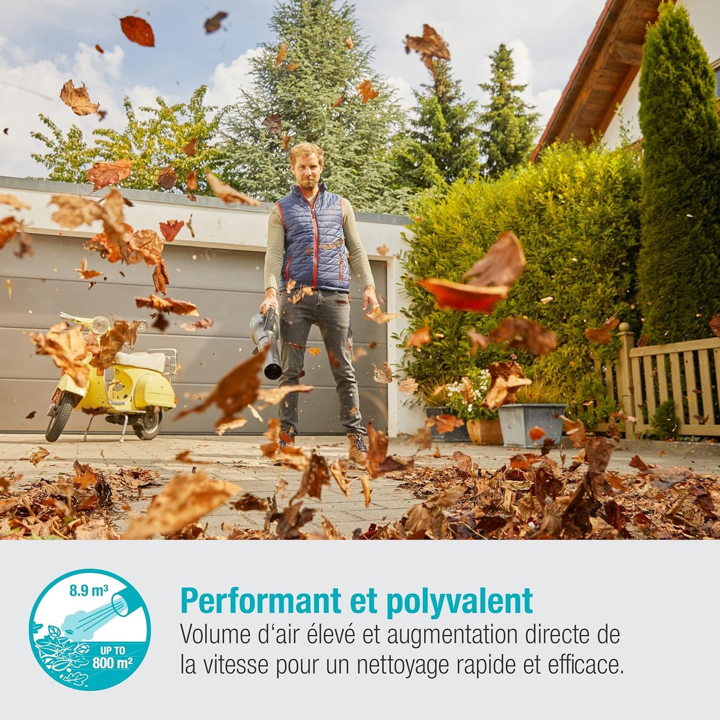 Souffleur à Batterie PowerJet 18V P4A Prêt à l'Emploi GARDENA — Réf. 14890-20