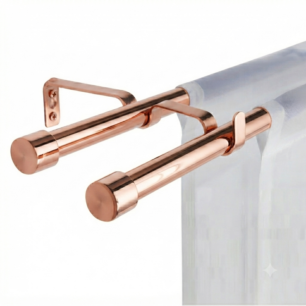 Supports muraux doubles à double crochet en S en aluminium poli DN25 finition ROSEE brillant, modèle DOUBLE. SQES TUNISIE