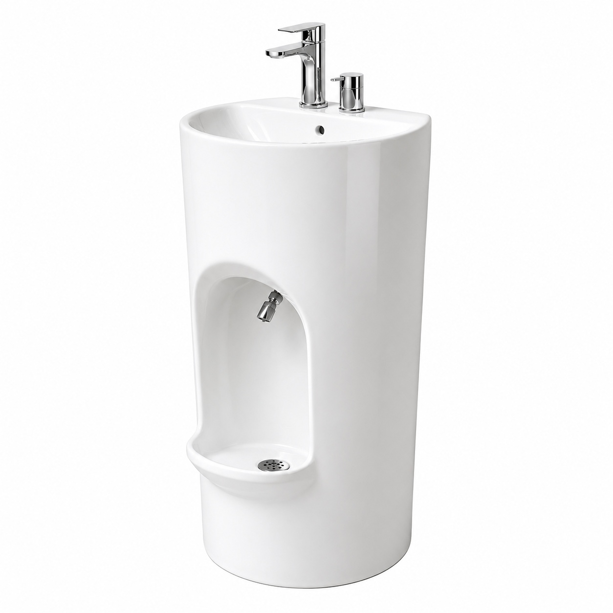 Lavabo bidet 2 en 1 sur pied en céramique blanche – Design compact moderne pour salle de bain | SQES Tunisie