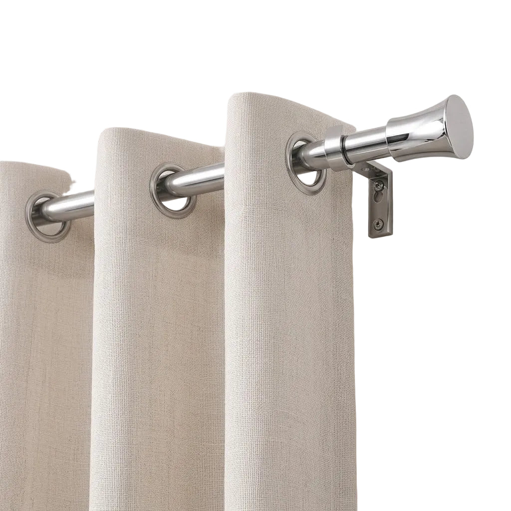 Tringle complète aluminium VORTEX argenté brillant montée avec rideau à œillets – SQES Tunisie Ariana Menzah 8