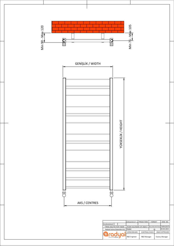 Radyal Sèche Serviette Aluminium Noir mat - 1.2M -