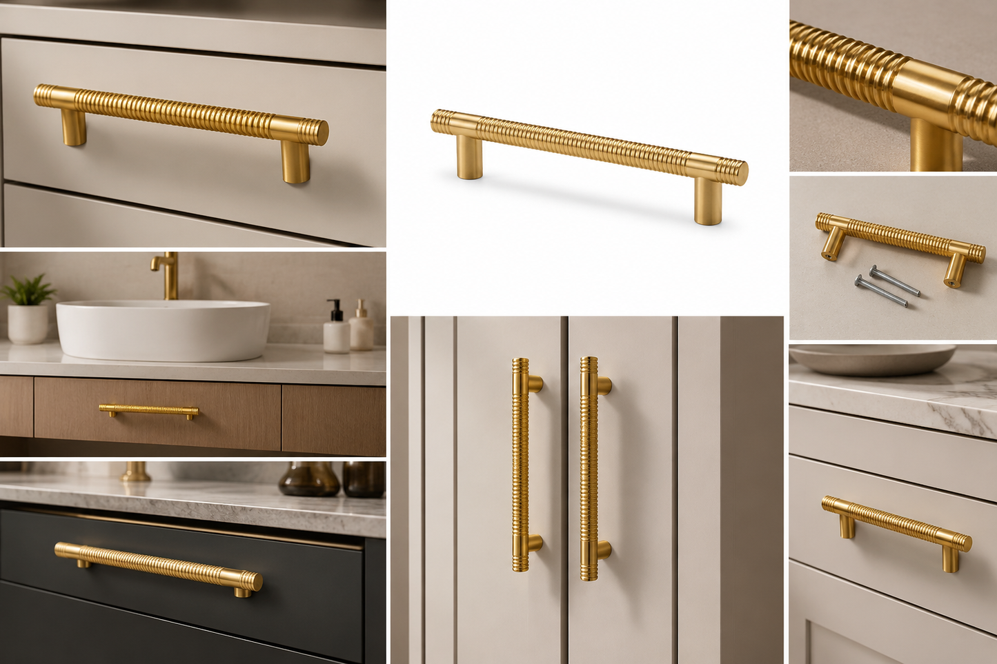Poigne de Meuble 28501 Doré Brossé Métal Luxe