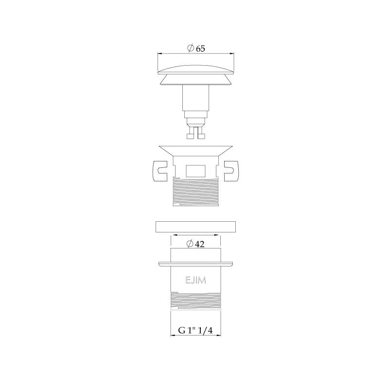 Bonde de Lavabo Clic-Clac Ø32 mm Chrome Brillant EJIM – Réf JSB1007