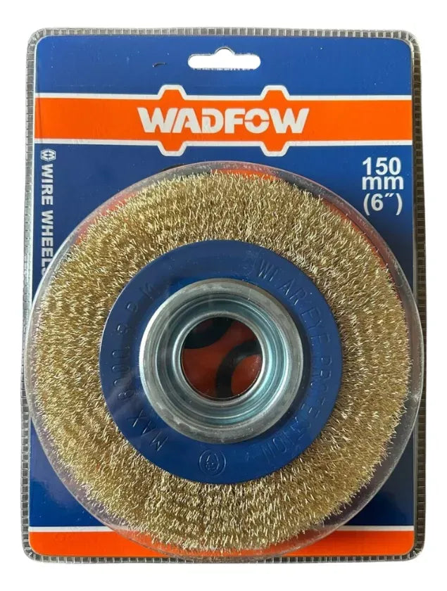 Brosse Métallique Circulaire WADFOW WCE7402 — 150mm Fil Acier Meuleuse Établi Décapage Ébavurage Rouille | SQES