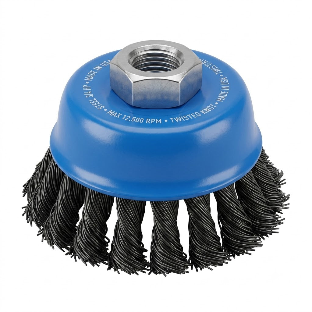Brosse métallique torsadée boisseau M14 100 mm ADEGSO AD-20167 — Twisted Wire Bowl Brush 100 mm pour meuleuse compatible | SQES Tunisie