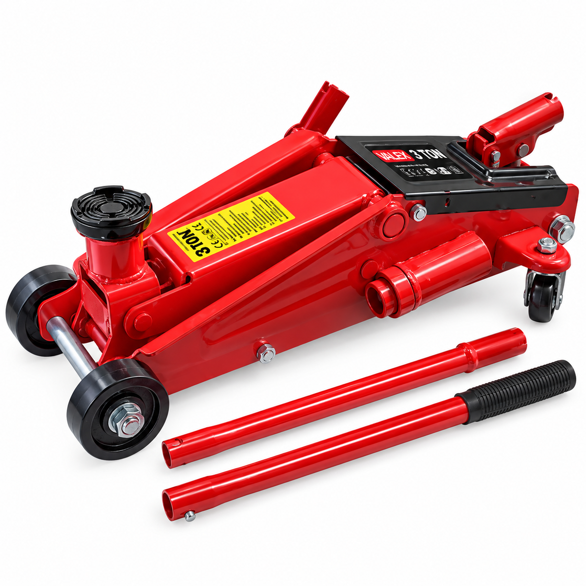 Cric hydraulique rouleur 2 tonnes VALEX 1650520, capacité 2000 kg, hauteur 135 à 340 mm pour entretien automobile | SQES Tunisie