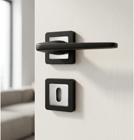 Poignée porte sur rosace carrée MARIANA AURA bicolore noir et chromé RIVE BLOC 2 pièces PT GT WC design moderne – sqes menzah 8 bricolage meilleur prix en tunisie