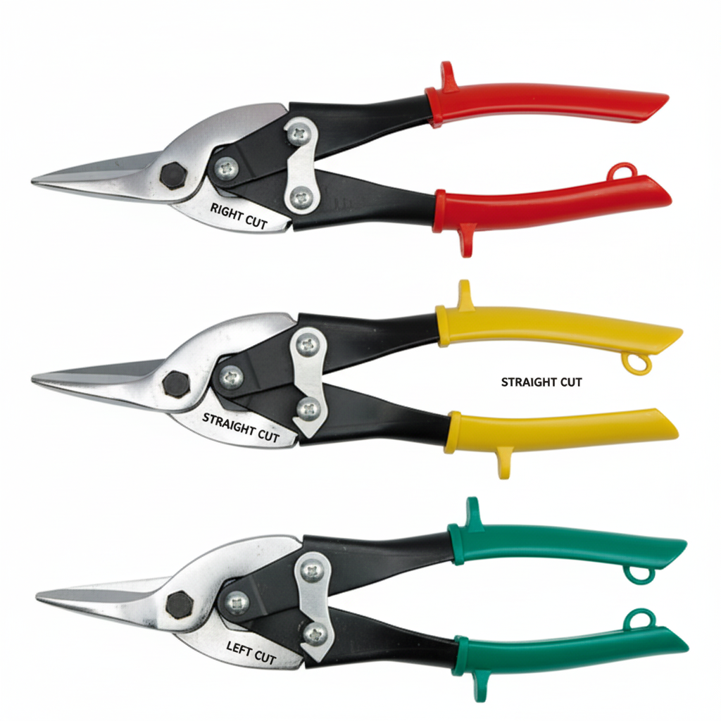 Jeu 3 cisailles aviation tôle 250mm rouge jaune vert Toya 48330 studio