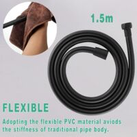 Flexible de Douche 1.5m Anti-Torsion Noir Mat PVC Laiton