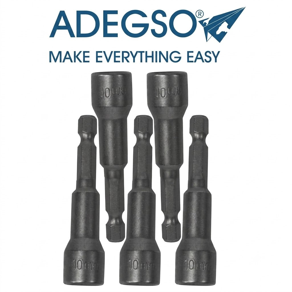 Jeu de 5 douilles magnétiques 13 × 65 mm ADEGSO AD-30060 — 5pcs Magnetic Nut Set pour visseuse compatible | SQES Tunisie