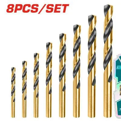 Jeu de 8 forets à bois TOTAL TACSD0801 – pointe affutée sans éclats, 6 tailles 2-8mm, bois tendre dur MDF, compatible perceuses standard