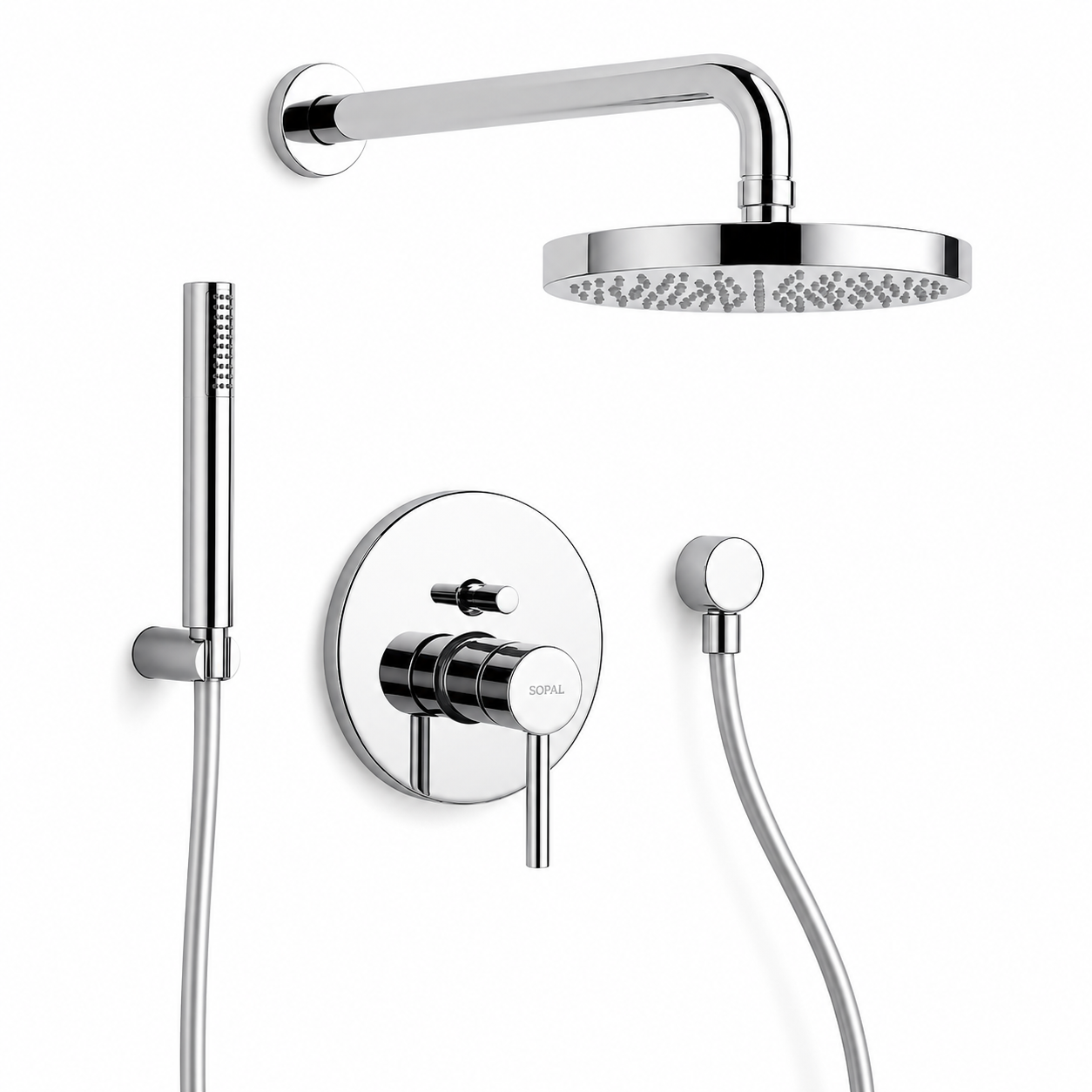 Kit Mitigeur Douche Encastré avec Inverseur SOPAL Série Bizerte 06CZA04 — Cartouche Céramique Ø35mm Garantie 5 Ans Chromé NF EN ISO 1456 | SQES Tunisie