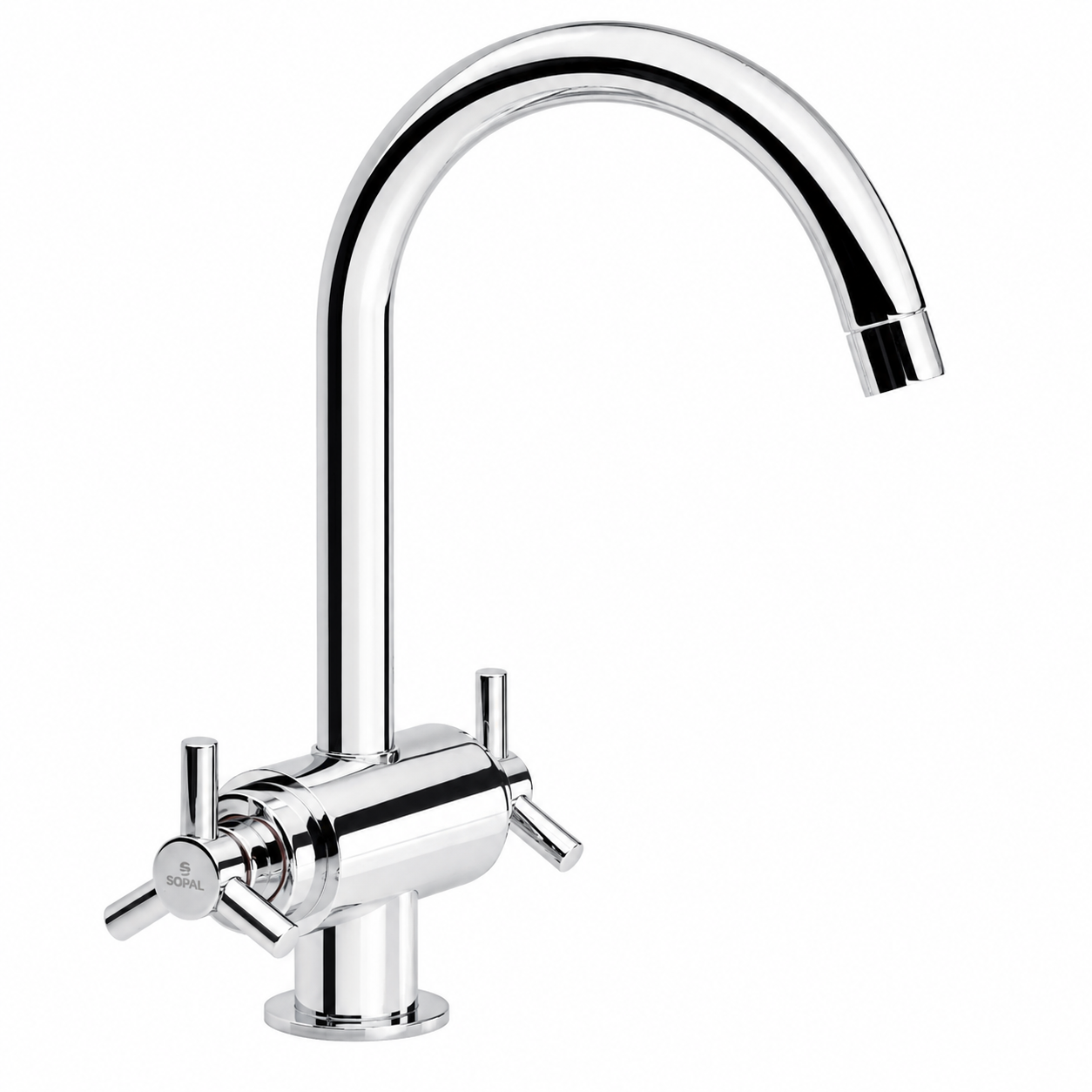 Mélangeur Lavabo SOPAL Série Monastir 04B1A04 — Laiton Bec Rond Fixe Cartouche Céramique 70 000 Cycles Flexibles Sertis Garantie 5 Ans | SQES Tunisie