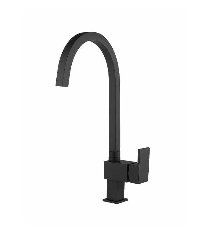 Mitigeur évier noir mat levier latéral FRAMO série E200 – commande latérale ergonomique ambidextre, cartouche céramique, anti-traces, fabrication italienne premium