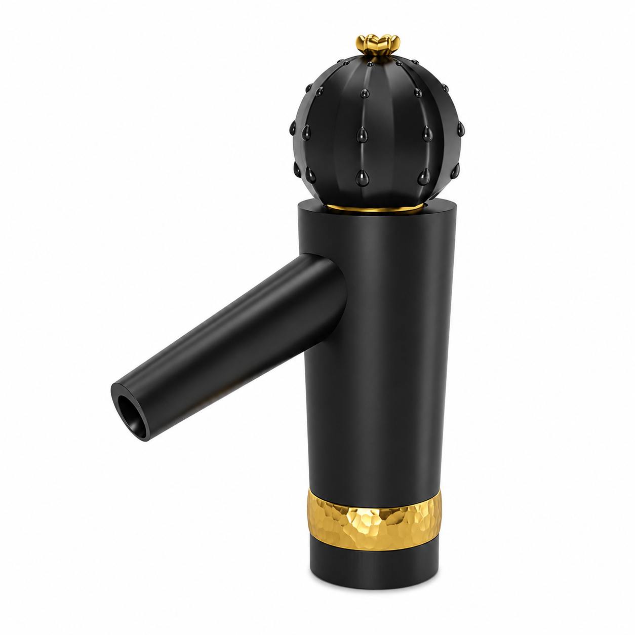 SOPAL Mitigeur de Lavabo Série Cactus Noir Mat Doré Réf. 06E4AAF — Design Zouhair Ben Jannet, Levier Unique, Cartouche Céramique Ø35mm, Flexibles Inox Tressés, Économie d'Eau, NF EN ISO 1456, Laiton, Garantie 5 Ans, Made in Tunisia | SQES Tunisie