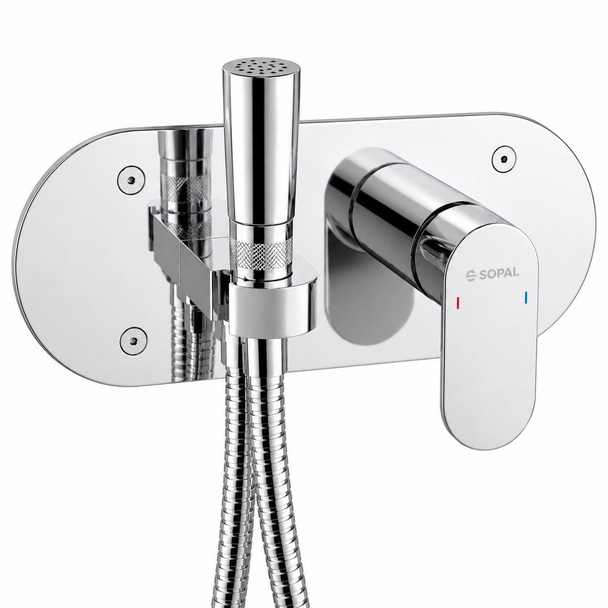 SOPAL Mitigeur de Toilette Encastré Série Sfax Réf. 06CJA04 — Installation Encastrée Discrète, Cartouche Céramique Ø35mm Water Saving, Chromé NF EN ISO 1456, Laiton, Monocommande, Flexibles Souples Sertis d'Usine, Garantie 5 Ans, Made in Tunisia | SQES Tunisie