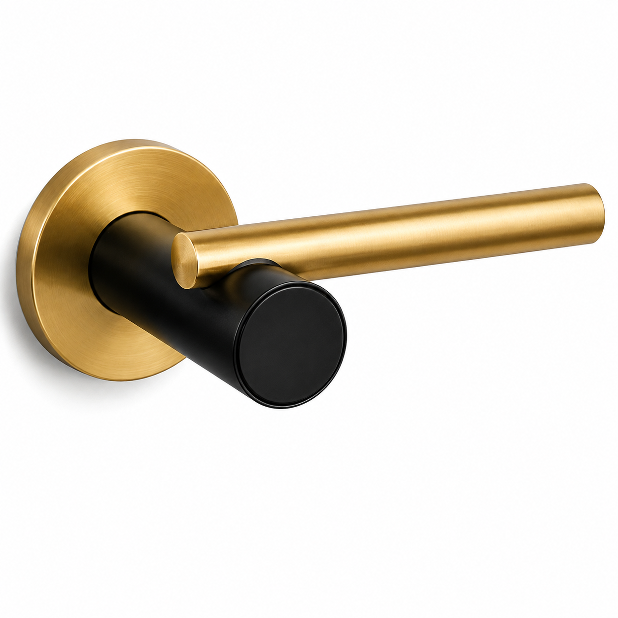 ÖZEN Ensemble Béquille BEZEL Rond Noir / Doré – PT GT WC – Poignée de Porte sur Rosace Ronde | SQES Tunisie