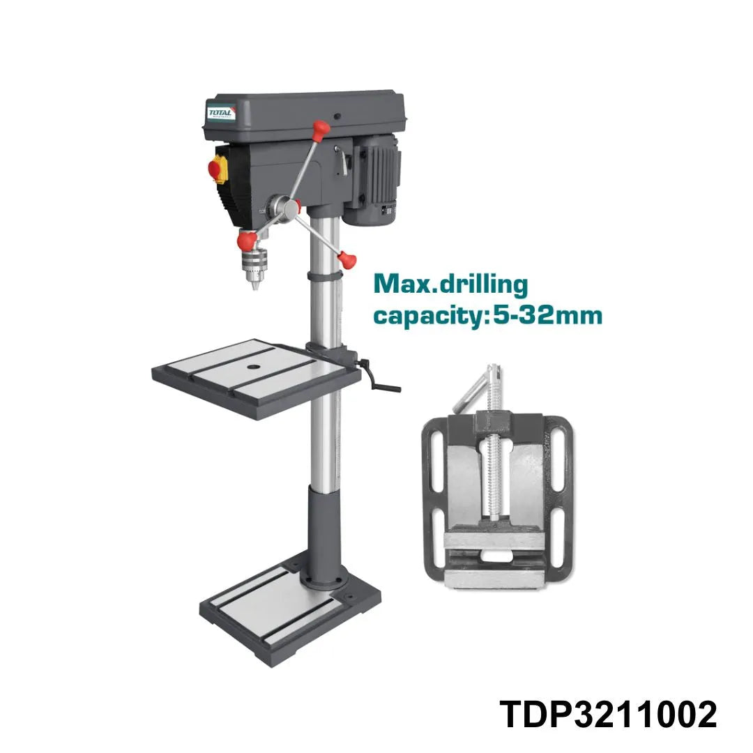 Perceuse à Colonne TOTAL TDP3211002 750W 20mm 16 Vitesses Colonne 70mm Table 270×270mm H1570mm — SQES Tunisie
