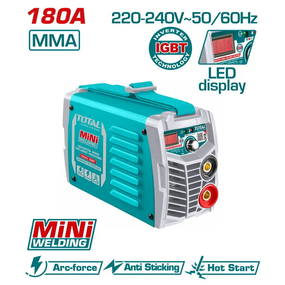Poste à Souder TOTAL TW218016 180A IGBT Inverter 220V Cycle 40% Électrodes 4mm Kit Casque — SQES Tunisie