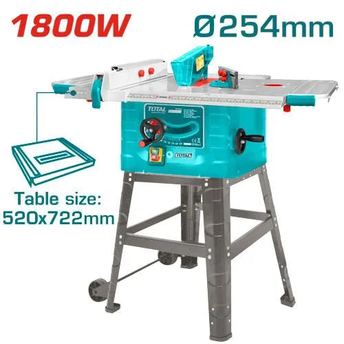 Scie à table TOTAL TS51825428 1800W lame 254mm coupe 85mm guide parallèle inclus – SQES Tunisie