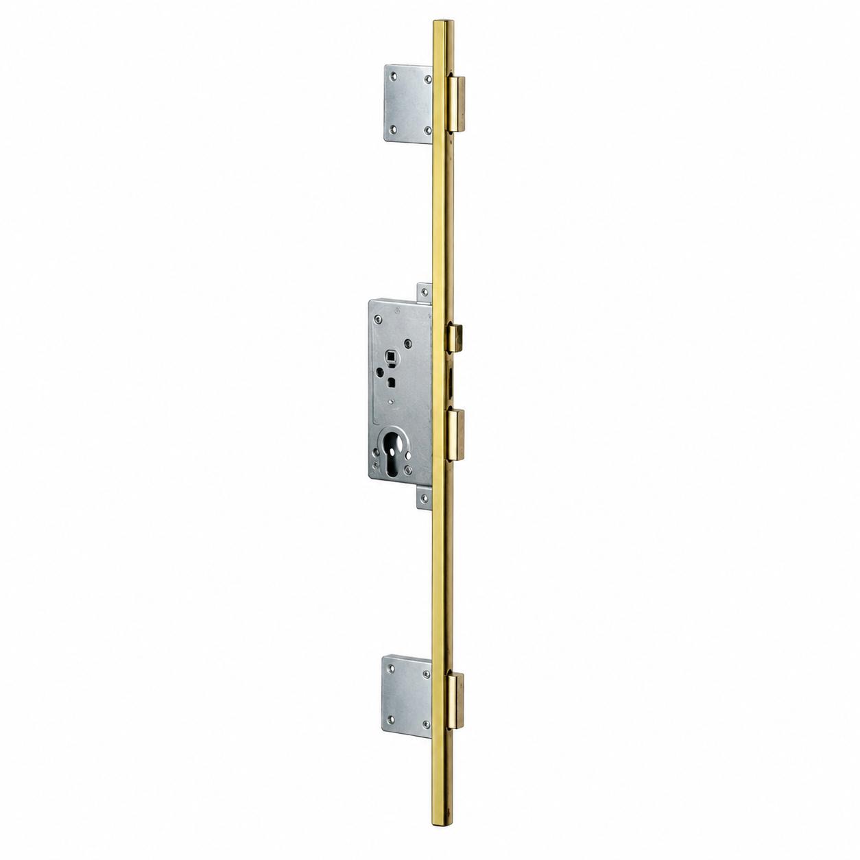Serrure blocus encastrable CISA 3 points – Axe 45 mm Entraxe 85 mm Têtière 22 mm Laiton satiné Sans cylindre Réf. 656CS2310 | SQES Tunisie