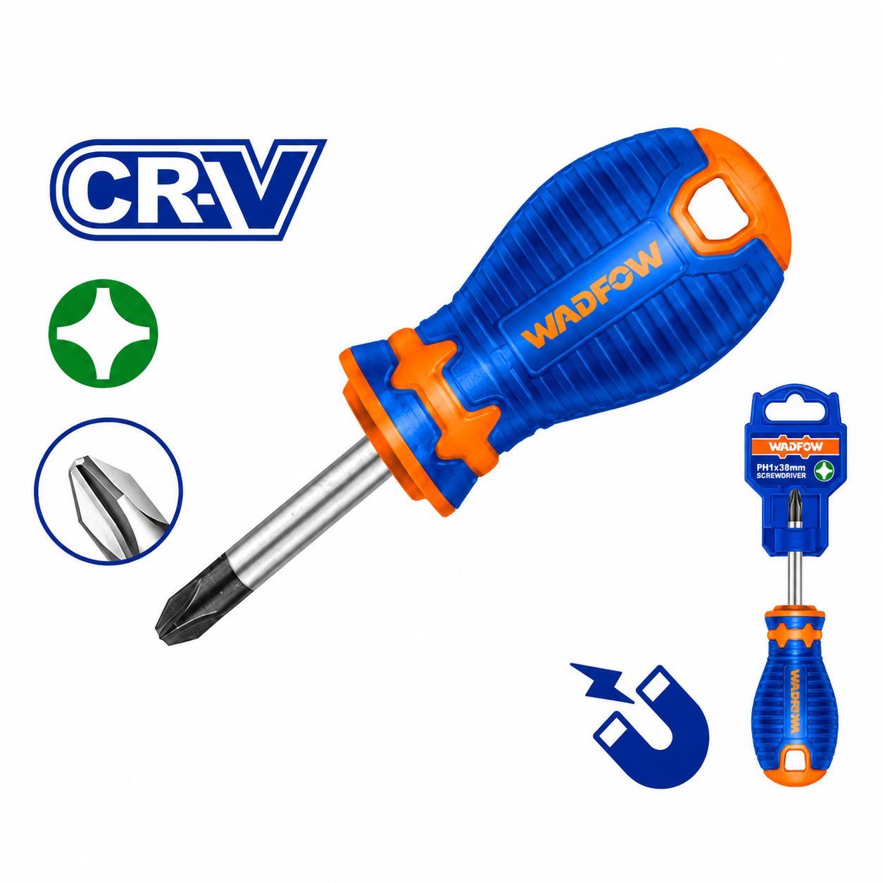 Tournevis Phillips WADFOW WSD2211 PH1 38mm Acier Cr-V Compact Précision Électricité | SQES Tunisie