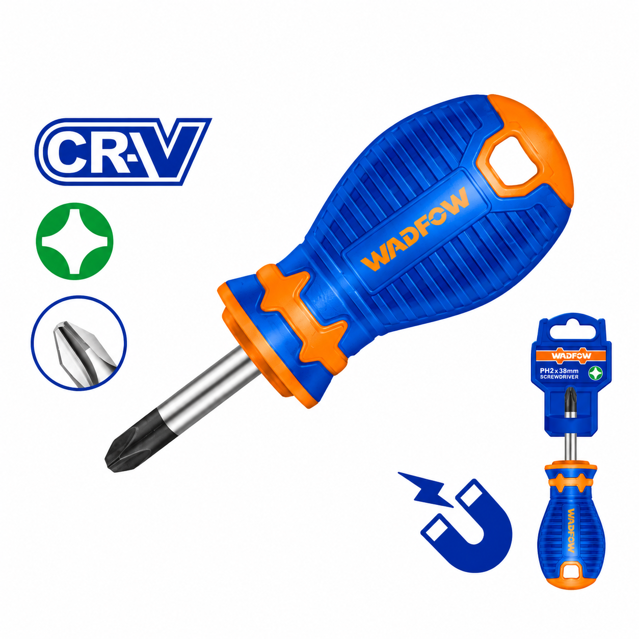 Tournevis Phillips WADFOW WSD2221 PH2 38mm Acier Cr-V Compact Vissage Précision | SQES Tunisie