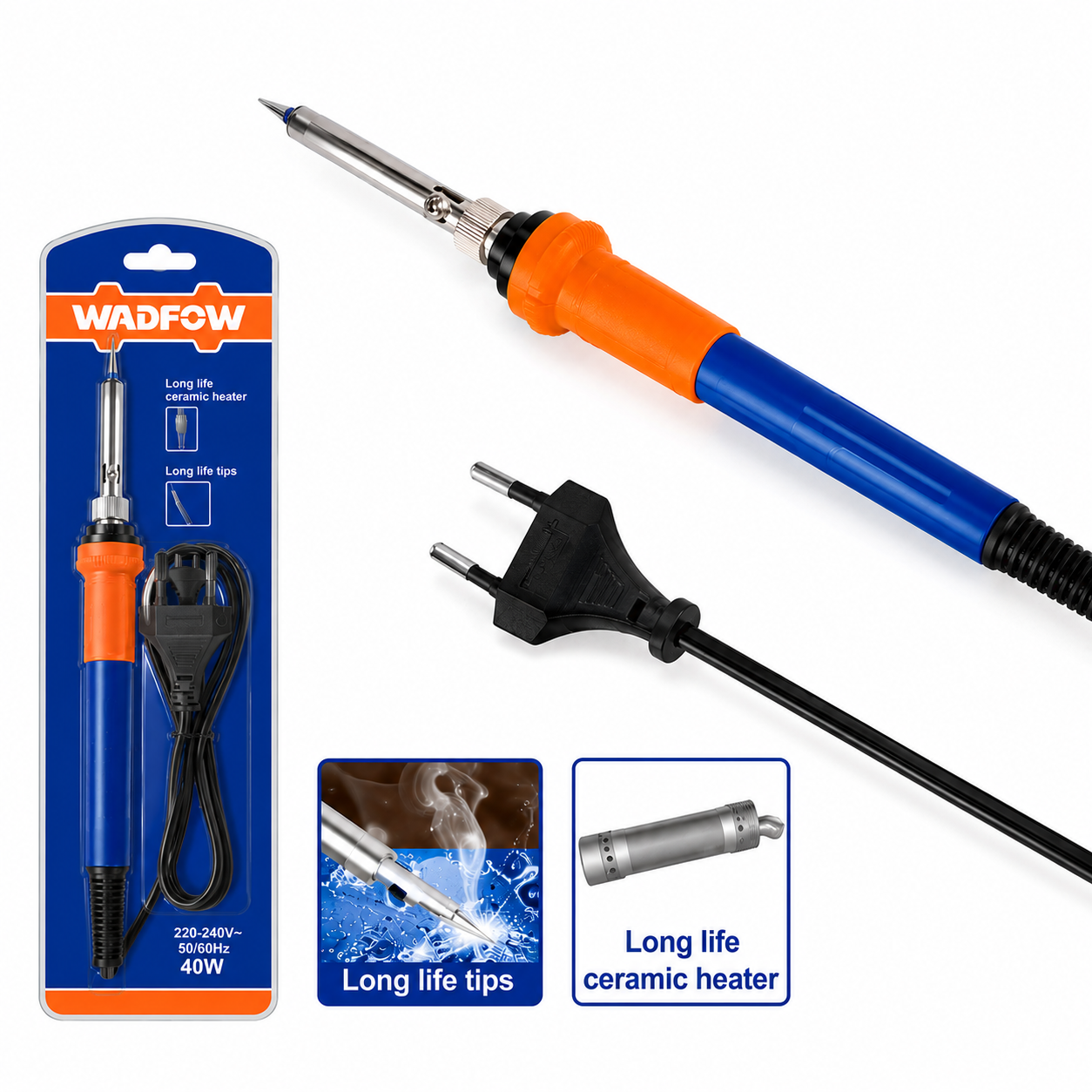 Fer à Souder 60W WADFOW WEL3616 — Soudure Brasage Électronique Câblage Panne Interchangeable Bricolage | SQES Tunisie