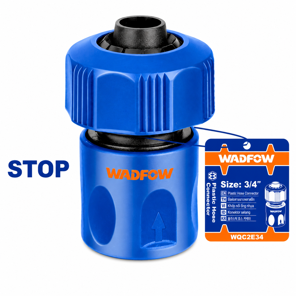 Raccord Autostop 3/4" WADFOW WQC2E34 — Arrêt Automatique Tuyau Arrosage Jardin Plomberie | SQES Tunisie