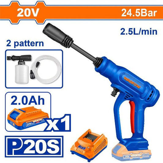 Nettoyeur Haute Pression Sans Fil 20V WADFOW 24.5 Bar - Batterie 2Ah