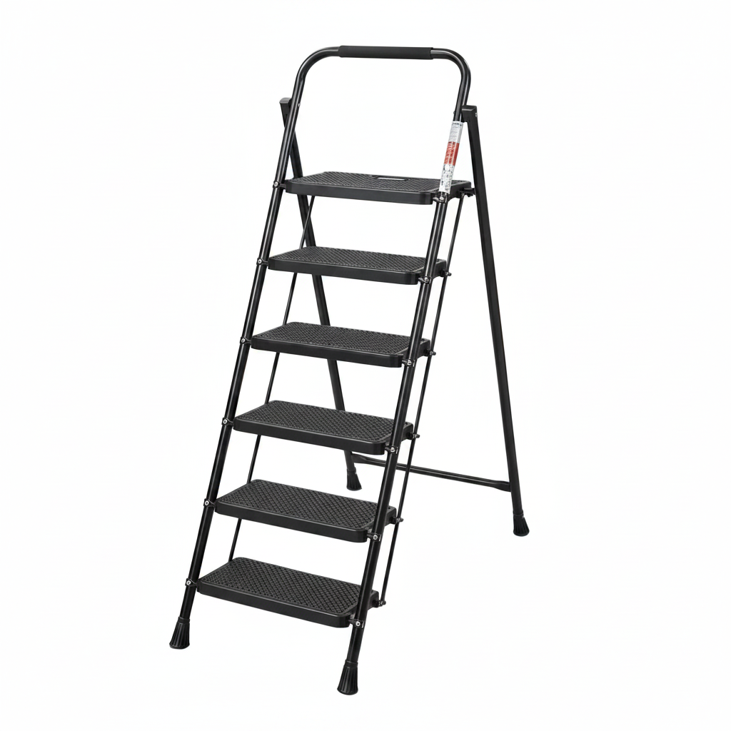 Escabeau Acier 5 Marches Larges - Échelle Professionnelle Pliant Antidérapant