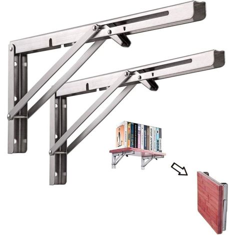 Support etagère Pliante  inox  – Pack de 2 Consoles - 41 CM