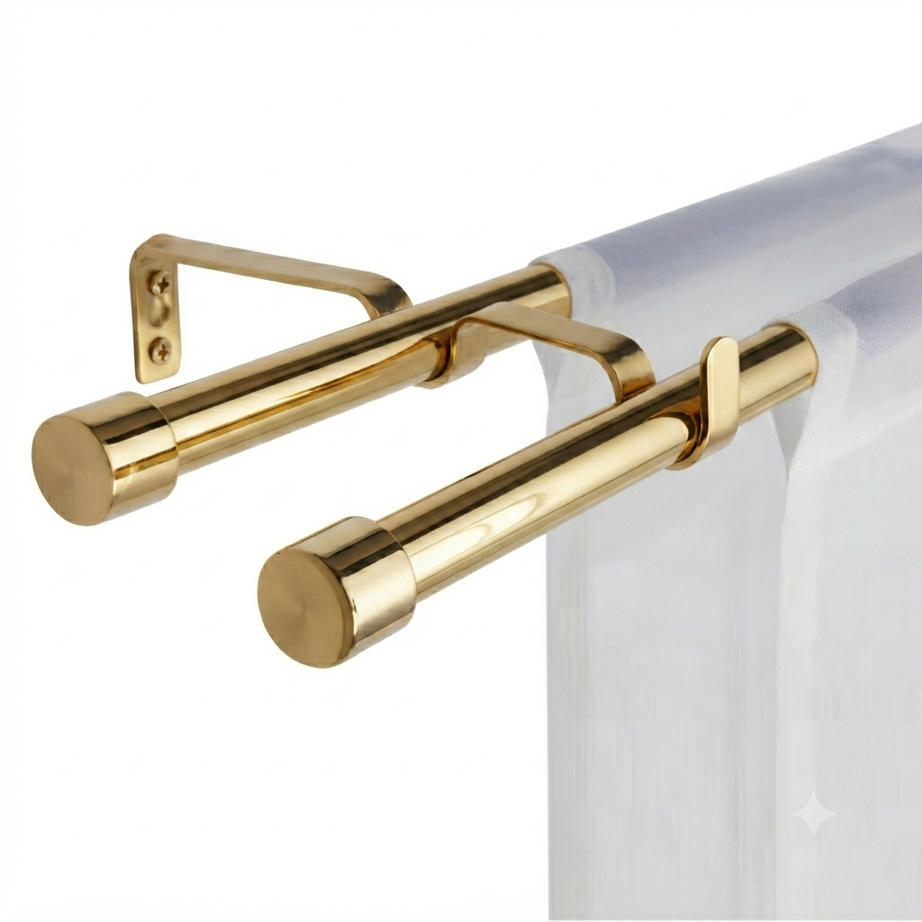 Supports muraux doubles à double crochet en S en aluminium poli DN25 finition OR brillant, modèle DOUBLE. SQES TUNISIE