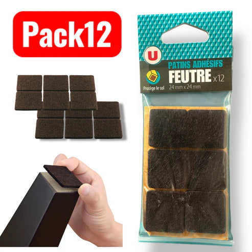 Pack 49 Patins Feutre Adhésifs Multi-Dimensions Antidérapants SQES