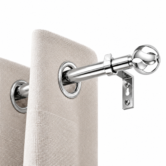 Tringle Complète Tube Aluminium Pour Rideaux Modèle MIRAGE Argenté Brillant