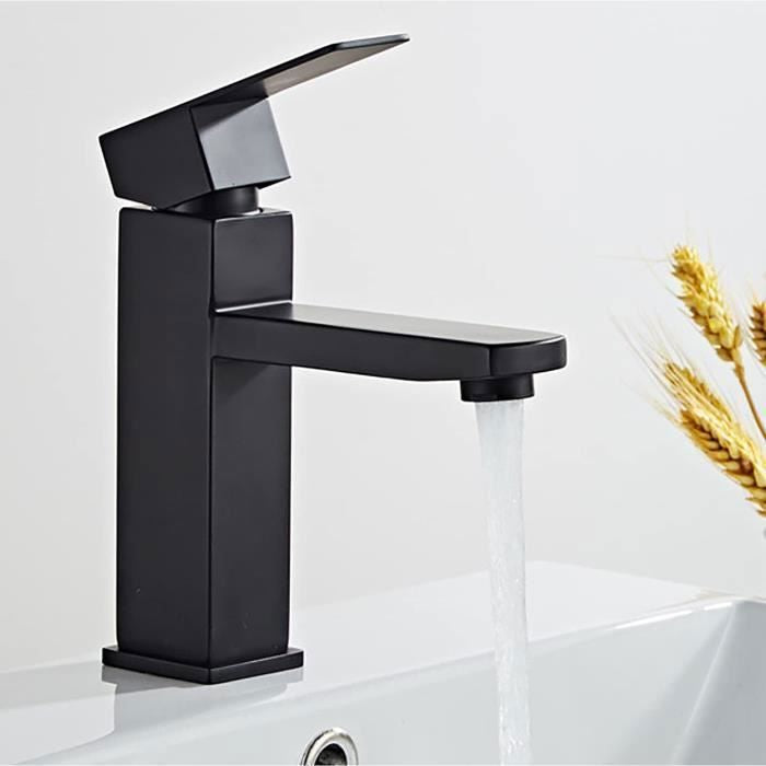 Mitigeur Lavabo Noir Mat FRAMO E500 + Bonde de Vidage Incluse – Robinetterie Italienne