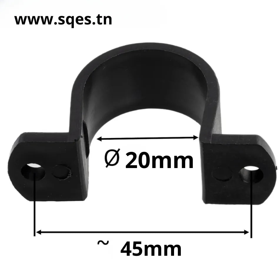 Attache pour tube rond D20mm - Lot de 20 Colliers de fixation en U Plastic - SQES