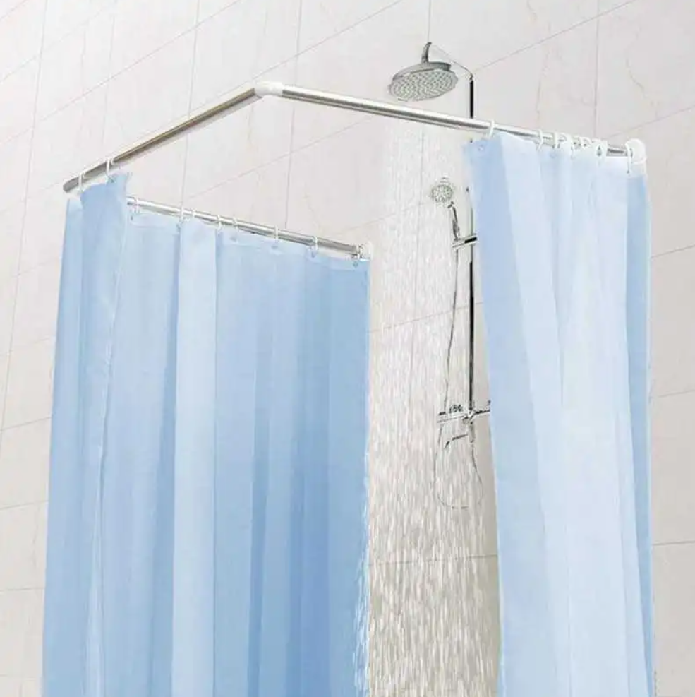 Barre de douche Rond Tringle rideaux universelle Aluminium Blanc 90cmx90cmx80cm