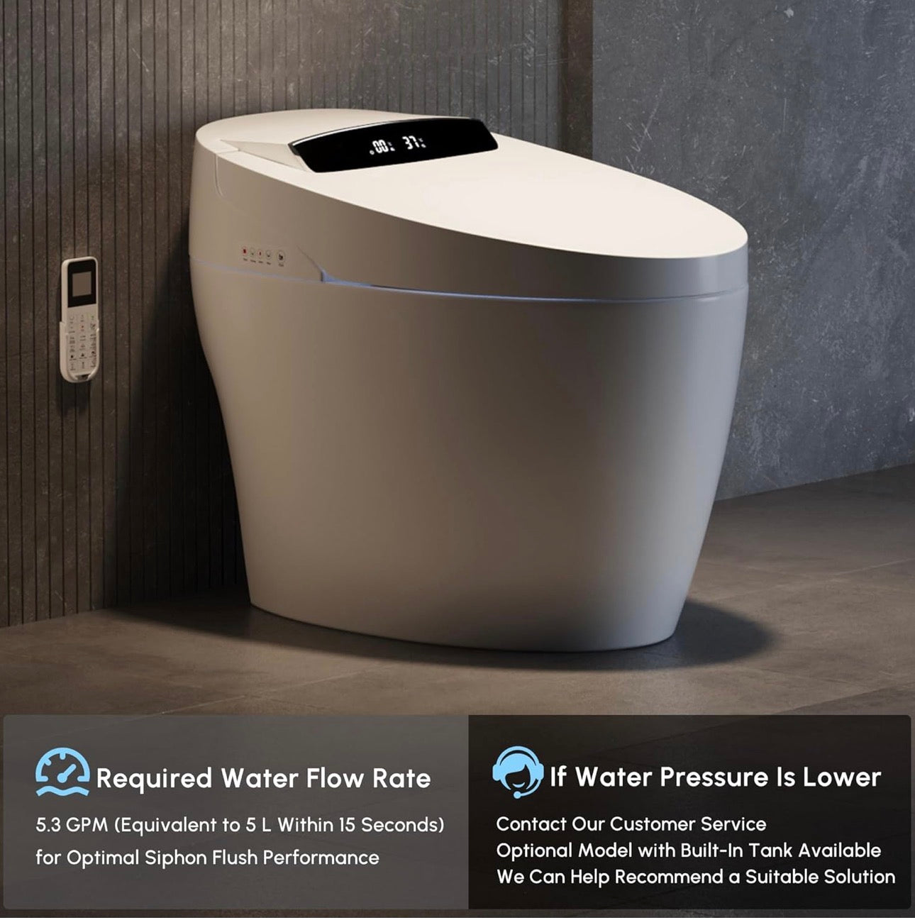 Toilette Japonaise Intelligente cuvette Intégré Tankless – Homary