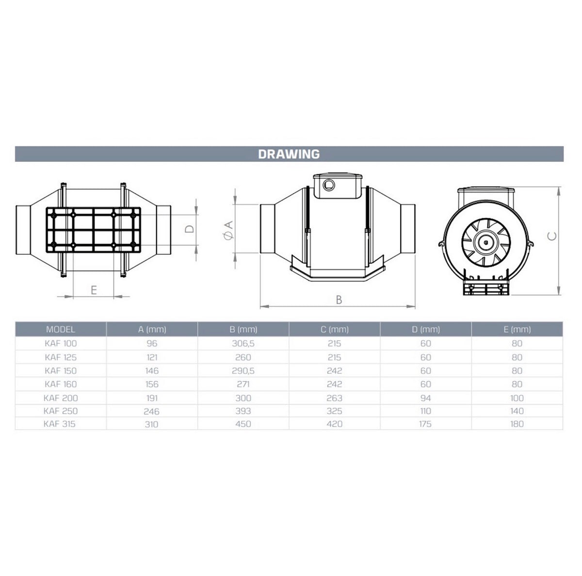 Ventilateur de Gaine à Flux Mixte KAF – KAYI