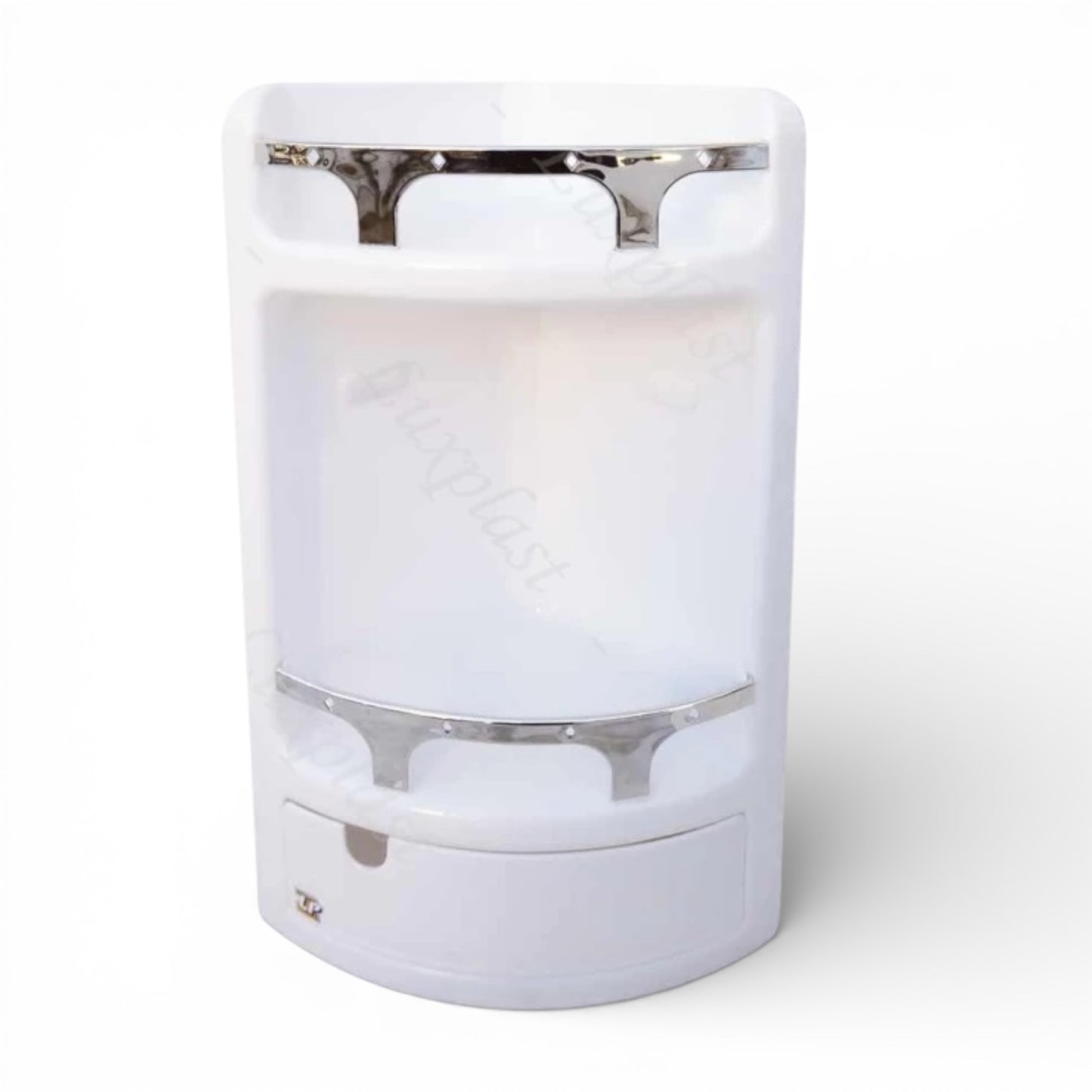 Étagère d'Angle Salle de Bain Blanc Chromé Grand Modèle