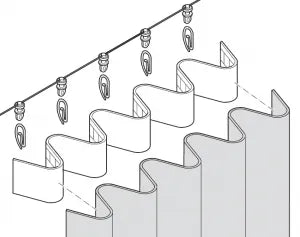 Store a vague - Tringle support rideau wave - Aluminium blanc avec accessoires - SQES