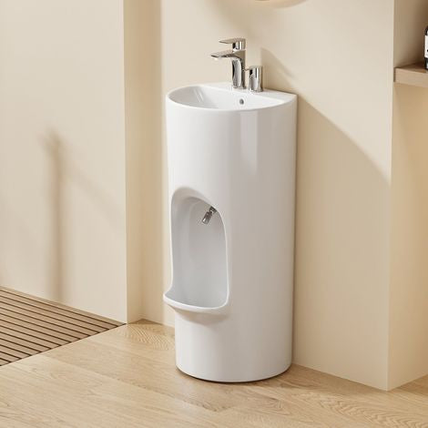 Lavabo bidet 2 en 1 en céramique blanche SQES Tunisie, sanitaire moderne pour salle de bain, bricolage et quincaillerie de qualité à prix pas cher.