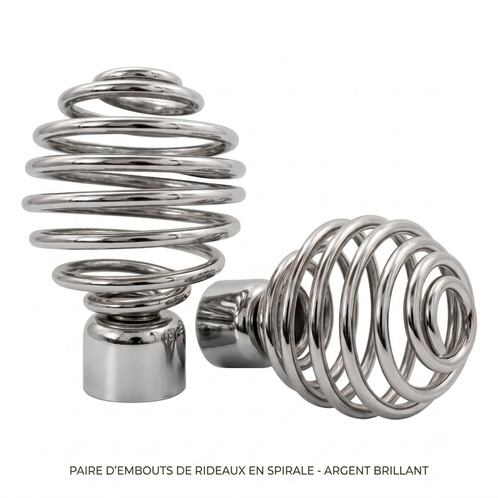 embout spirale BOULING DN25 argenté brillant, lot 2 pcs, design décoratif élégant