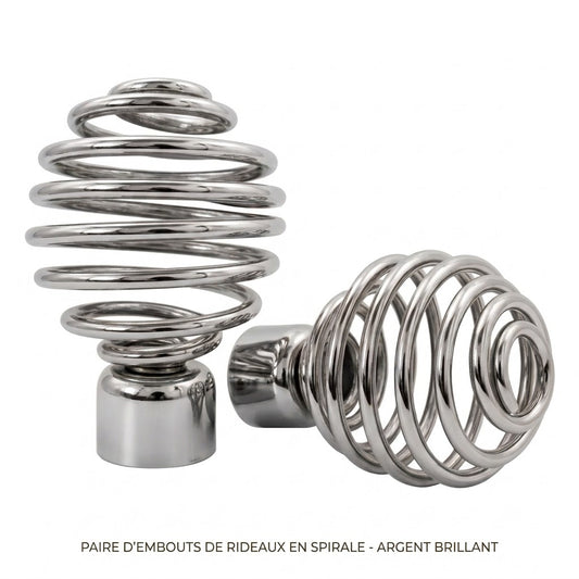embout spirale BOULING DN25 argenté brillant, lot 2 pcs, design décoratif élégant