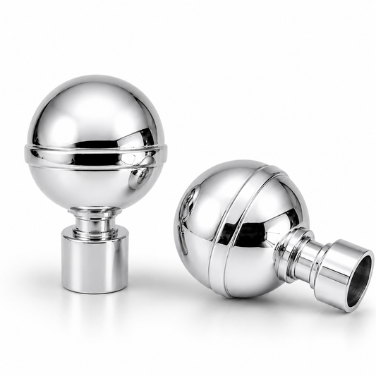 Embout Pour Tube à Rideaux GLOBE DN25 Argenté Brillant – Lot 2 pcs